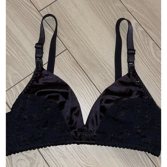 Vtg Vintage Maidenform Rendezvous 8348 Satin and Lace Bra Wire Free 34B Black - Picture 3 of 6